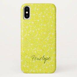Funda Para iPhone X Patrón de cítricos de limón amarillo fresco con no