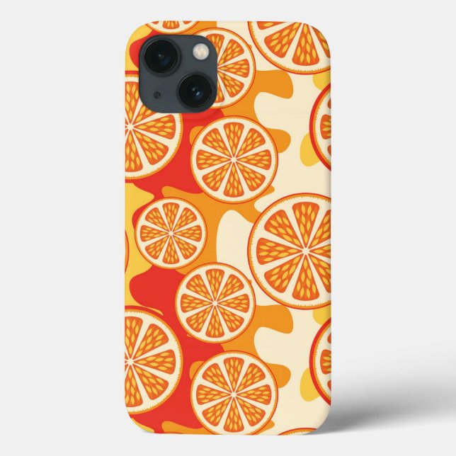Funda De Case-Mate Para iPhone Patrón de cítricos Naranja retro (Reverso)
