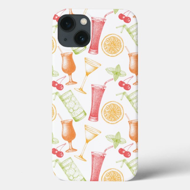 Funda De Case-Mate Para iPhone Patrón de cóctel esbozado (Reverso)