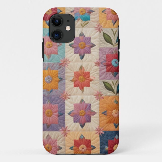 Funda De Case-Mate Para iPhone Patrón de colcha floral (Reverso)