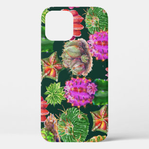 Funda Para iPhone 12 Patrón de color acuático floral de Cactus sin foco