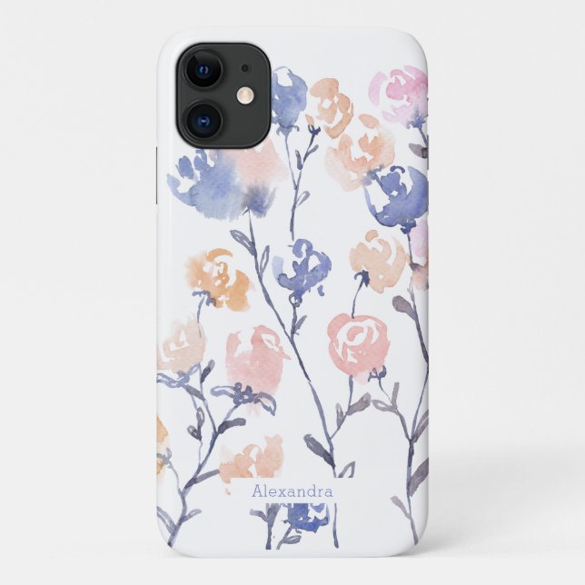 Funda De Case-Mate Para iPhone Patrón de color de agua floral Personalizado estuc (Reverso)