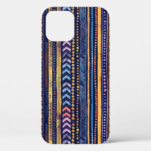 Funda Para iPhone 12 Patrón de color de agua tribal étnico oscuro