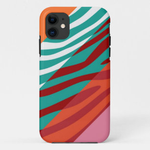 Funda Para iPhone 11 Patrón de color de cebra de piel de impresión anim