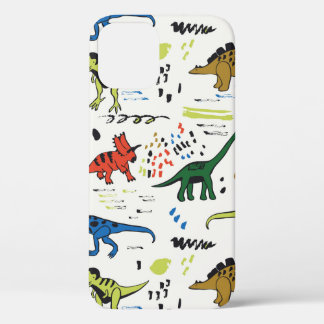 Funda Para iPhone 12 patrón de color gráfico de los dinosaurios diverti