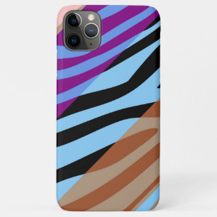 Funda Para iPhone 11 Pro Max Patrón de color retro de cebra de piel de impresió