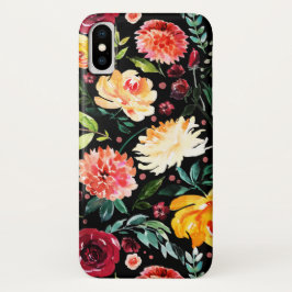 Funda Para iPhone X Patrón de coloración de flores de acuarela