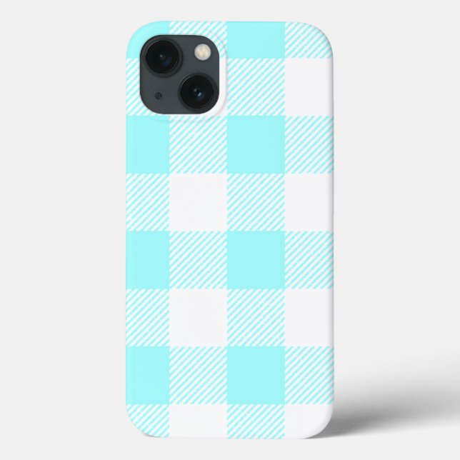 Funda De Case-Mate Para iPhone Patrón de comprobación de Gingham (azul claro) (Reverso)