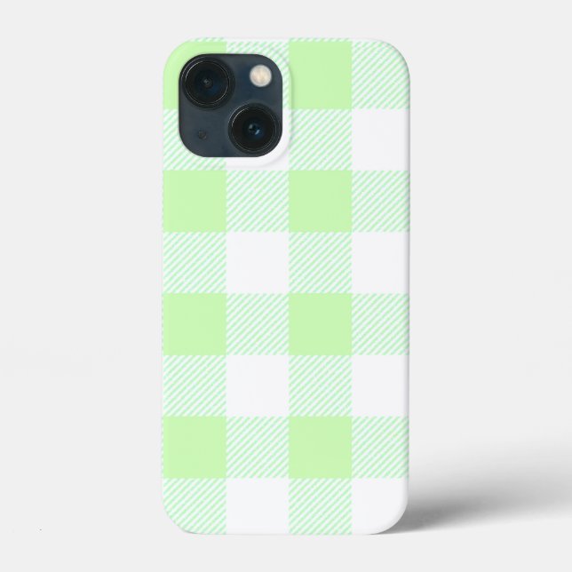 Funda De Case-Mate Para iPhone Patrón de comprobación de Gingham verde claro (Reverso )