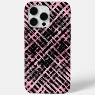 Funda Para iPhone 15 Pro Max Patrón de comprobador -06P.BG negro rosa