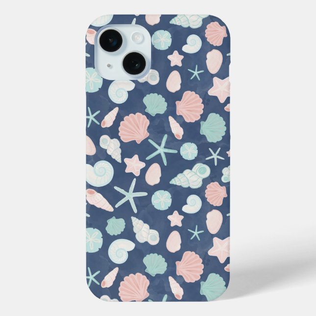 Funda De Case-Mate Para iPhone patrón de conchas de mar (Reverso )