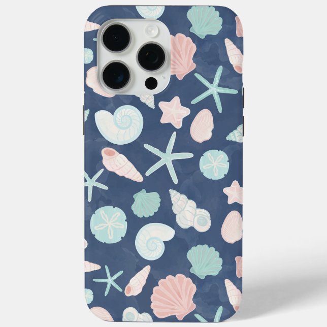 Funda De Case-Mate Para iPhone patrón de conchas marinas (Reverso )