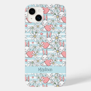 Funda Para iPhone 14 Plus De Case-Mate Patrón de conejitos de amor de texto personalizado