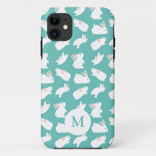 Funda Para iPhone 11 Patrón de conejo conejo conejo conejo en monograma