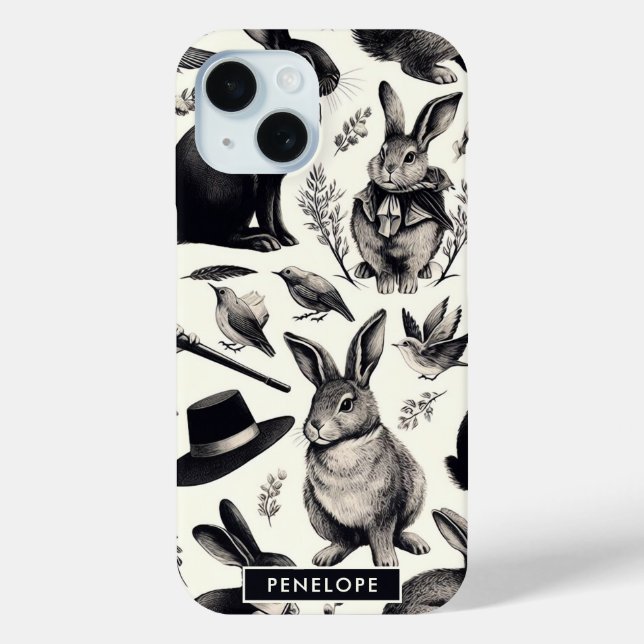 Funda De Case-Mate Para iPhone Patrón de conejo de cosecha (Reverso )