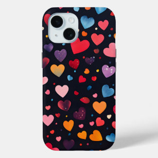 Funda Para iPhone 15 Patrón de confeti en forma de corazón