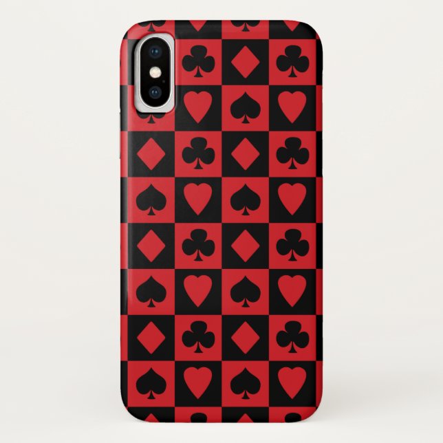 Funda De Case-Mate Para iPhone Patrón de conjuntos de tarjetas rojo y negro (Reverso)