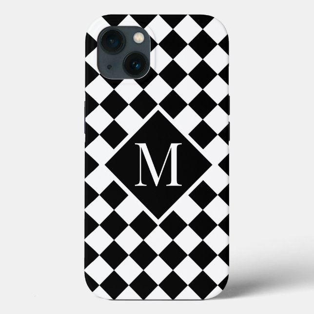 Funda De Case-Mate Para iPhone Patrón de control blanco negro monograma de moda (Reverso )