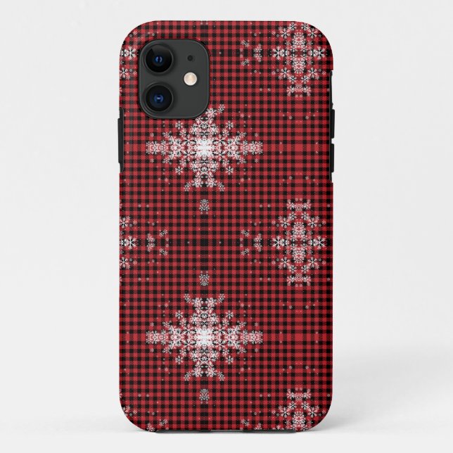 Funda De Case-Mate Para iPhone Patrón de copo de nieve de búfalo rojo (Reverso)