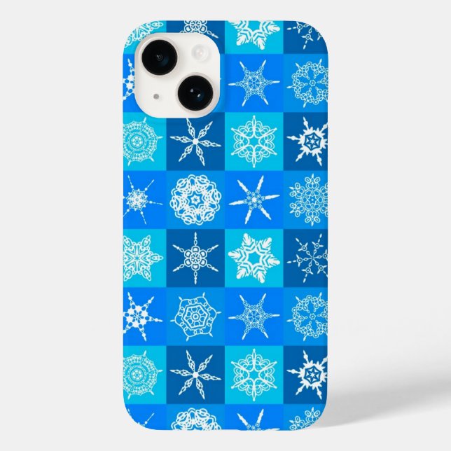 Funda De Case-Mate Para iPhone Patrón de copos de nieve azules (Reverso )