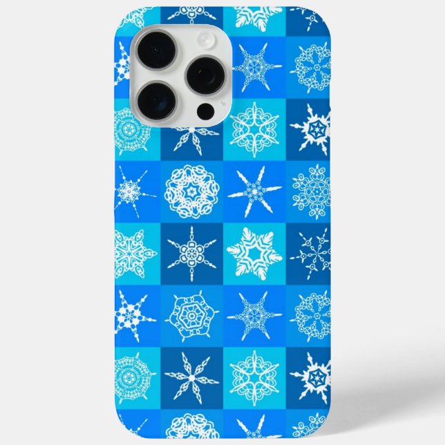 Funda De Case-Mate Para iPhone Patrón de copos de nieve azules (Reverso )