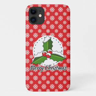 Funda Para iPhone 11 Patrón de copos de nieve blancos rojos - Feliz Nav
