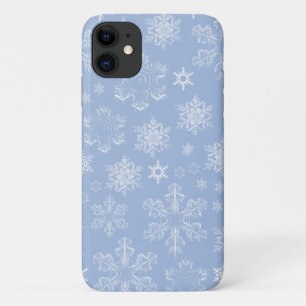 Funda Para iPhone 11 Patrón de copos de nieve, copos de nieve blancos,