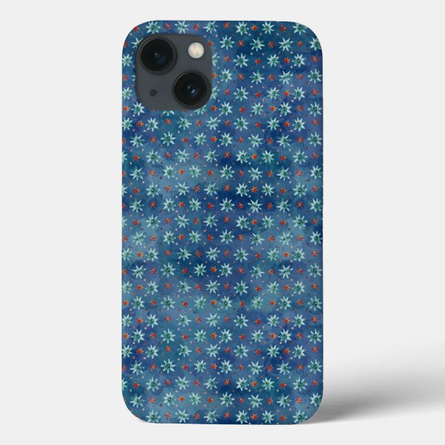 Funda De Case-Mate Para iPhone Patrón de copos de nieve de Navidades acuáticos (Reverso)