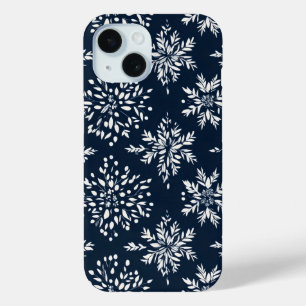 Funda Para iPhone 15 Patrón de Copos de Nieve Florales