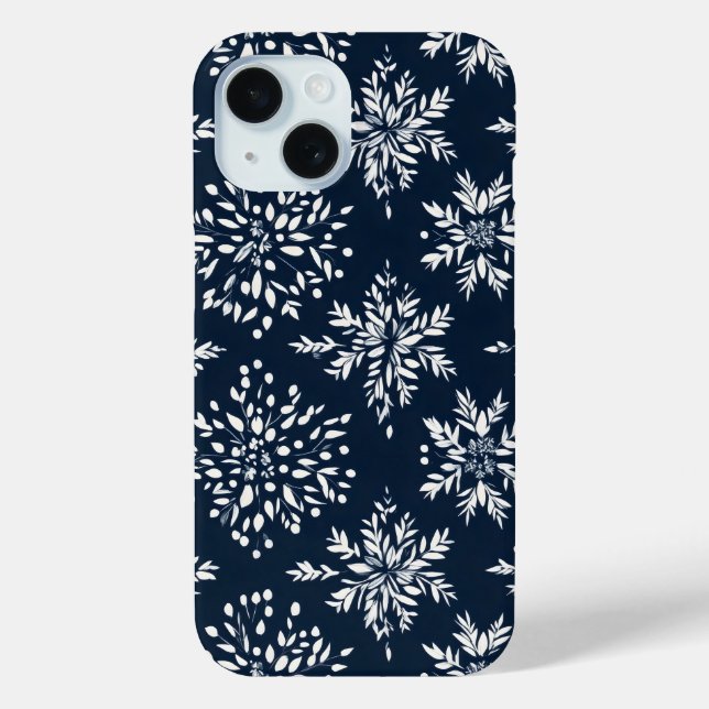 Funda De Case-Mate Para iPhone Patrón de Copos de Nieve Florales (Reverso )