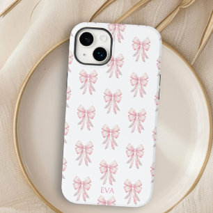 Funda Para iPhone 14 Plus De Case-Mate Patrón de Coquette Elegante con Lazo Rosa y Monogr