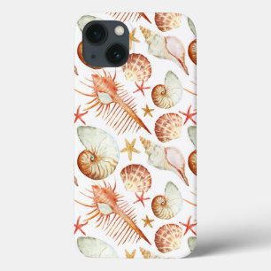 Funda Para iPhone 13 Patrón De Coral Con Estantes Y Cangrejos