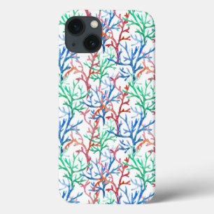 Funda Para iPhone 13 Patrón de corales de color de agua