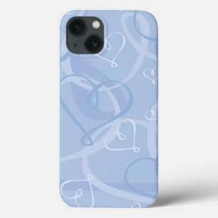 Funda Para iPhone 13 Patrón de corazón azul
