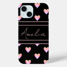 Patrón de corazón moderno Rosa negro personalizado