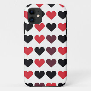 Funda Para iPhone 11 Patrón de corazón rojo y negro