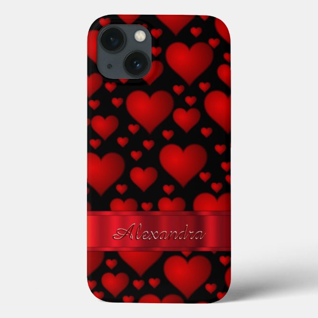Funda De Case-Mate Para iPhone Patrón de corazón romántico personalizado (Reverso)