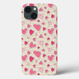 Funda Para iPhone 13 Patrón de corazones
