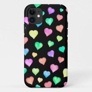 title_seo2 Patrón de Corazones Arcoiris de color negro