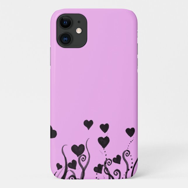 Funda De Case-Mate Para iPhone Patrón De Corazones, Corazón Negro, Puntos, Amor,  (Reverso)