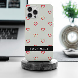 Funda Para iPhone 15 Pro Max Patrón de corazones rojos, amor, tu nombre, person