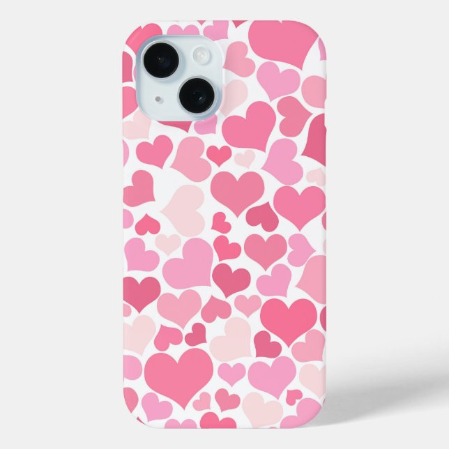 Funda De Case-Mate Para iPhone Patrón de corazones rosados (Reverso )