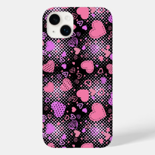 Funda Para iPhone 14 Plus De Case-Mate Patrón de corazones rosados 01 BG negro