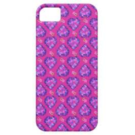 Funda Para iPhone 11 Patrón de Corazones y Flores en Magenta