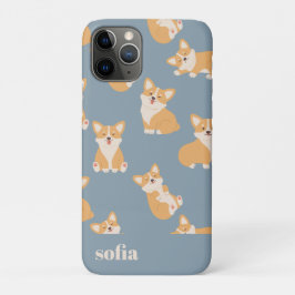 Funda Para iPhone 11 Pro Patrón de corgi de corte de nombre personalizado p