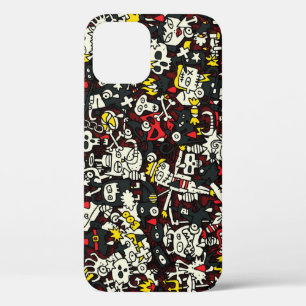 Funda Para iPhone 12 Patrón de cosecha de Halloween Mini Doodle