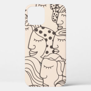 Funda Para iPhone 12 Patrón de cosecha sin soldadura con caras de muje