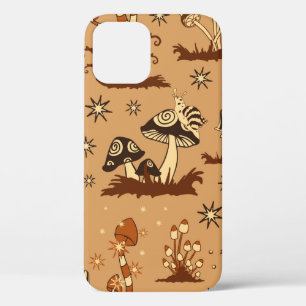 Funda Para iPhone 12 Patrón de cosecha sin soldadura con hongos marrone