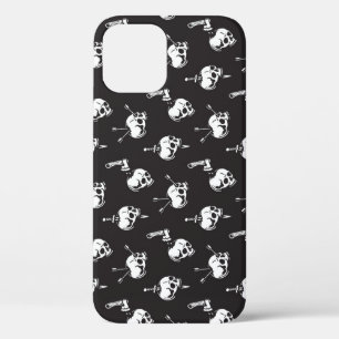 Funda Para iPhone 12 Patrón de cráneo con armas: fondo oscuro.