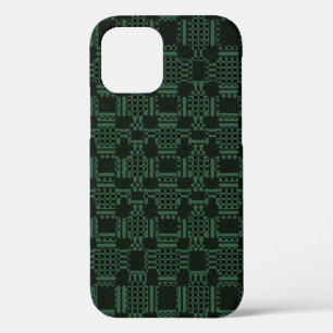 Funda Para iPhone 12 Patrón de cuadrados de textura verde Funda-Mate iP